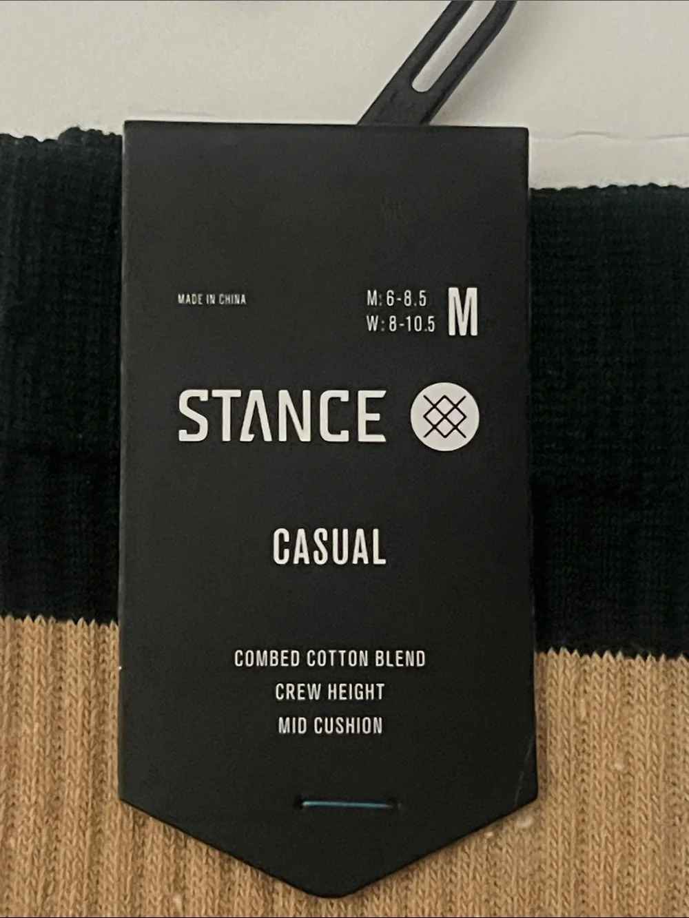 NWT STANCE Nep Stripe Crew Socks Green/Cream Medium Unisex